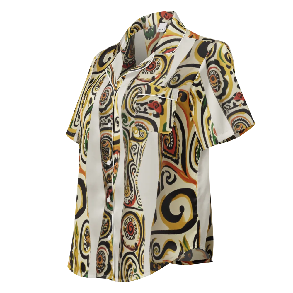 Persian Current on Women's Short Sleeve Pajama Top — Left Front
