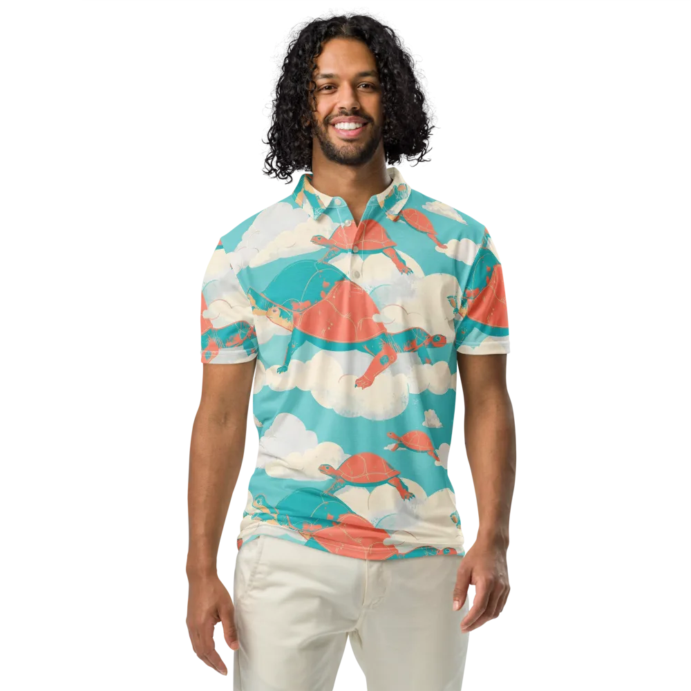 Cloudshell Migration on Men's Slim Fit Polo Shirt — Front