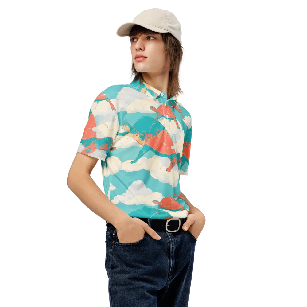 Cloudshell Migration on Men's Slim Fit Polo Shirt — Right Front
