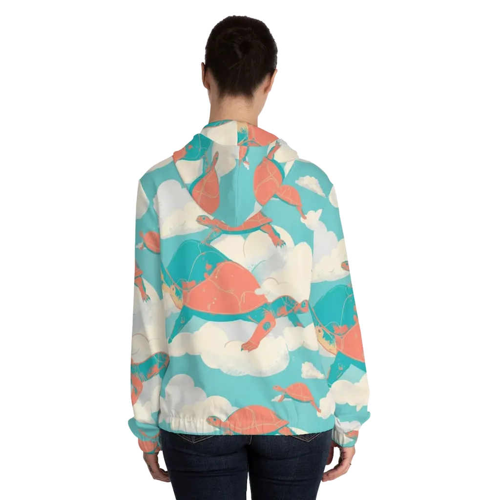 Cloudshell Migration on Women's Full-Zip Hoodie — Back On Person