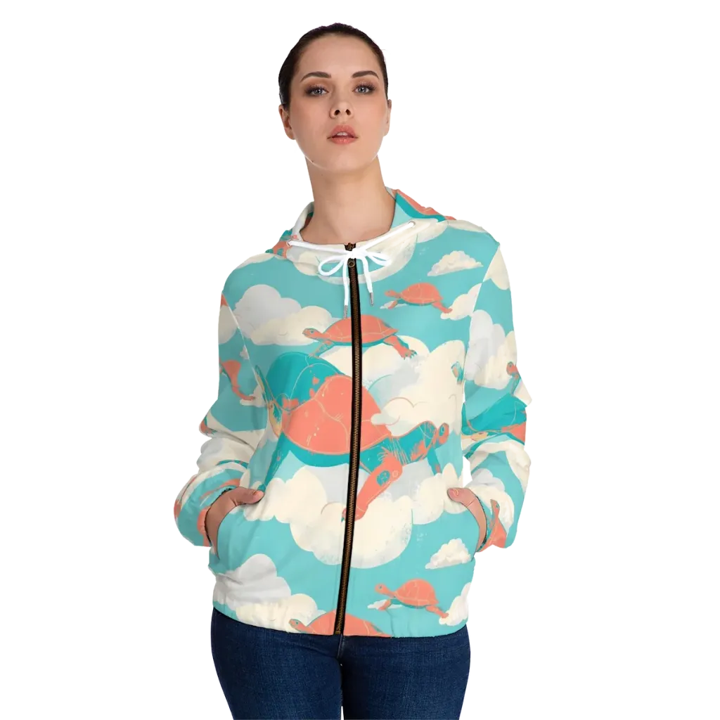 Cloudshell Migration on Women's Full-Zip Hoodie — Front On Person