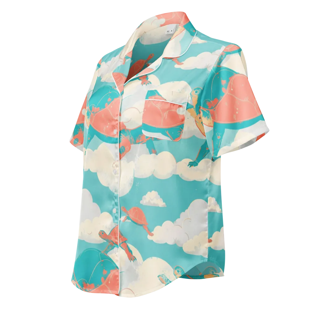 Cloudshell Migration on Women's Short Sleeve Pajama Top — Left Front