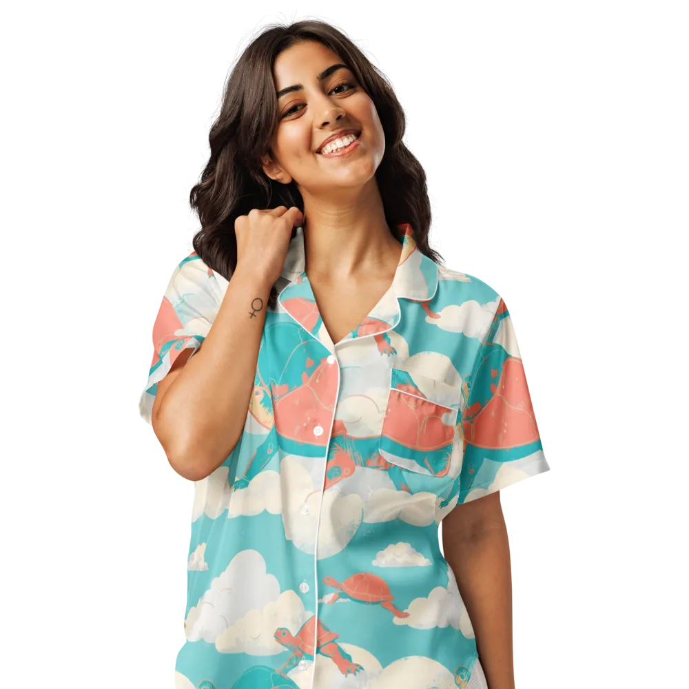 Cloudshell Migration on Women's Short Sleeve Pajama Top — Front
