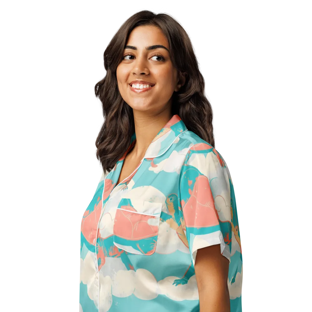 Cloudshell Migration on Women's Short Sleeve Pajama Top — Left Front