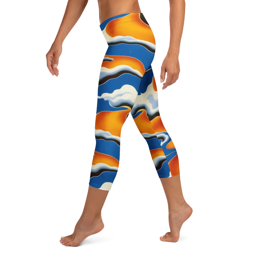 Cobalt Cloudbreak on Capri Leggings — Left