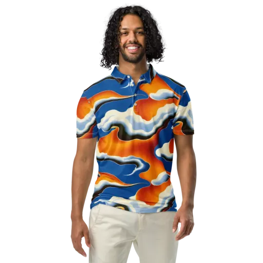 Cobalt Cloudbreak on a Men's Slim Fit Polo Shirt