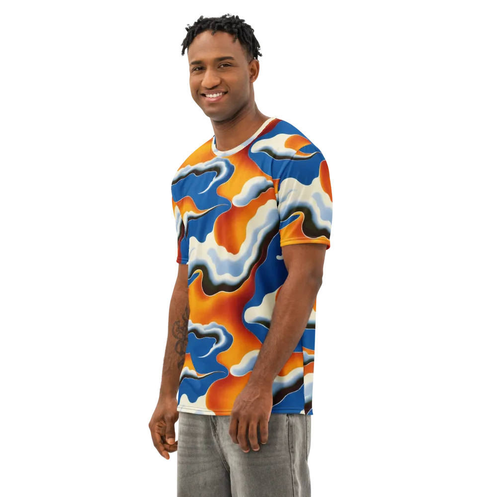 Cobalt Cloudbreak on Men's Cotton Crew Neck T-Shirt — Left Front
