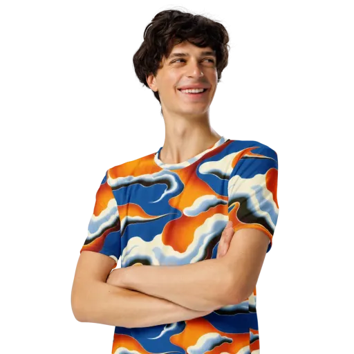 Cobalt Cloudbreak on a Men's Crew Neck T-Shirt
