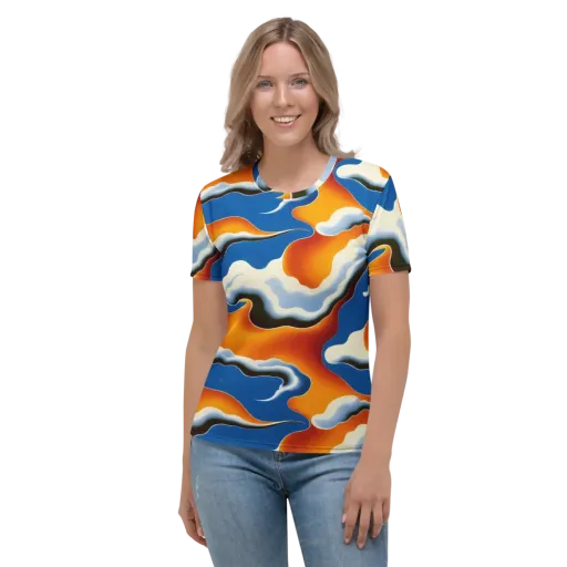 Cobalt Cloudbreak on a Women's Crew Neck T-Shirt