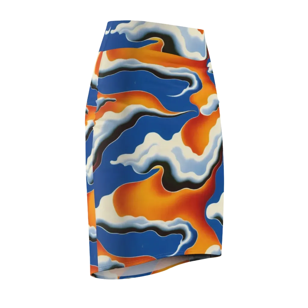 Cobalt Cloudbreak on Pencil Skirt — Front Side