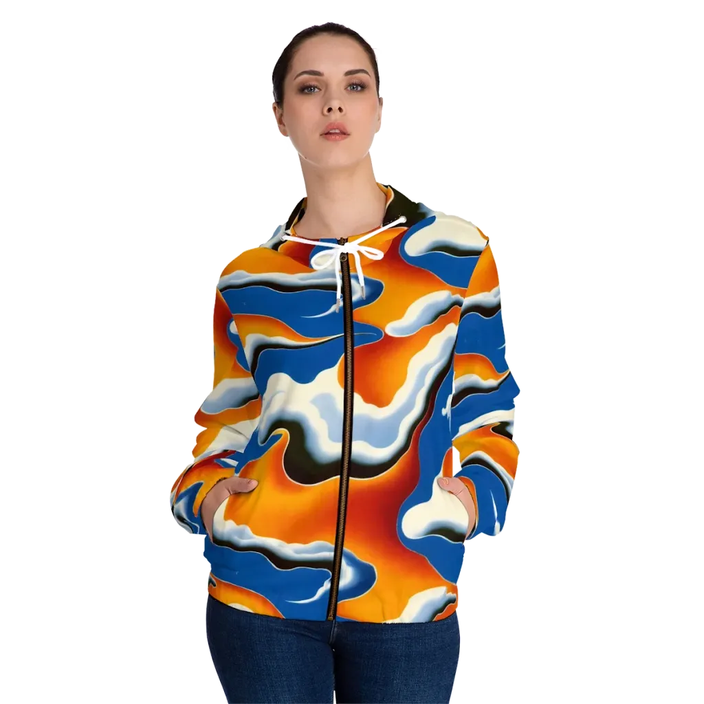 Cobalt Cloudbreak on Women's Full-Zip Hoodie — Front On Person