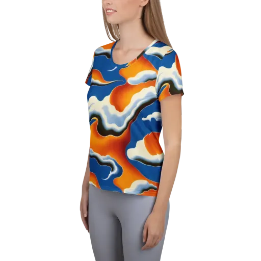 Cobalt Cloudbreak on a Women's Athletic T-Shirt