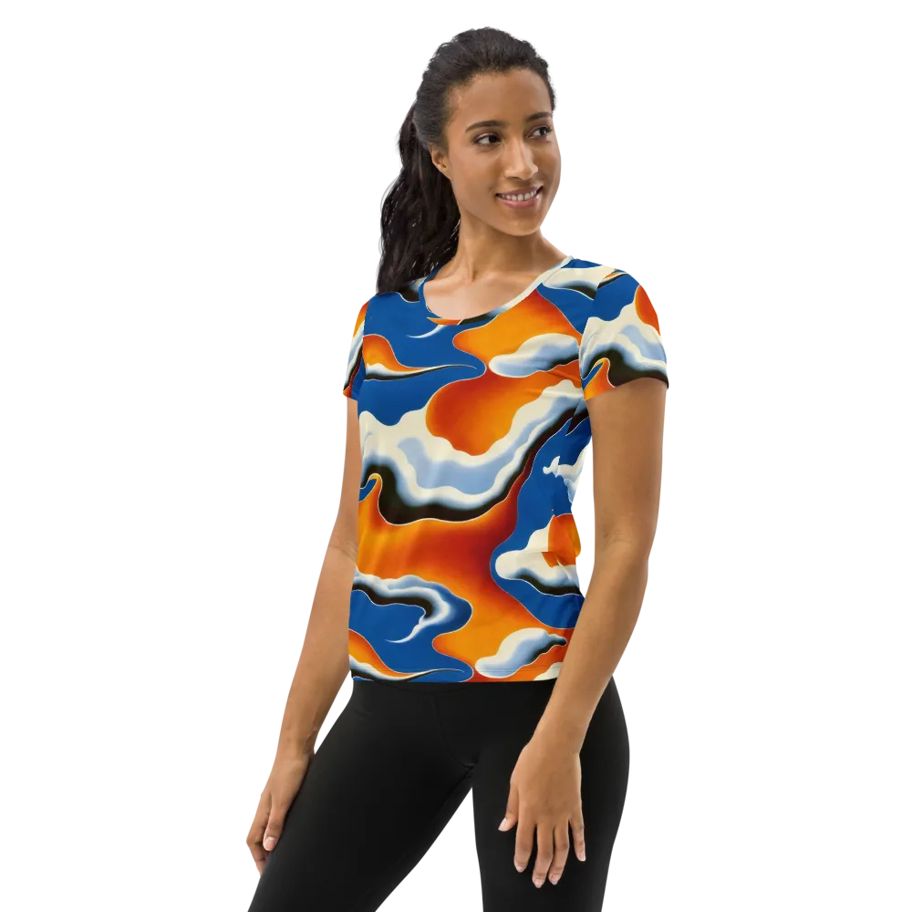 Cobalt Cloudbreak on Women's Athletic T-Shirt — Left