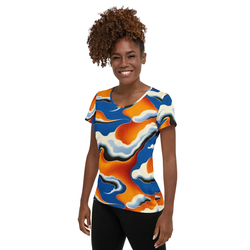 Cobalt Cloudbreak on Women's Athletic T-Shirt — Left