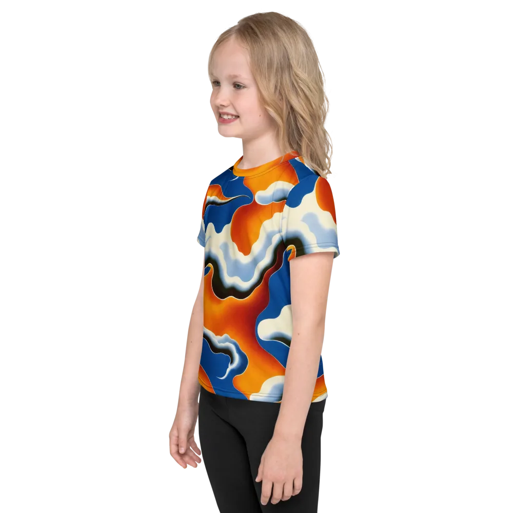 Cobalt Cloudbreak on Kids Crew Neck T-Shirt — Left