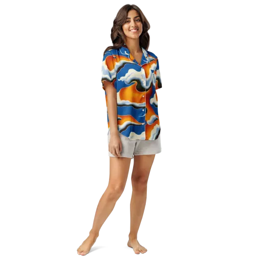 Cobalt Cloudbreak on a Women's Short Sleeve Pajama Top