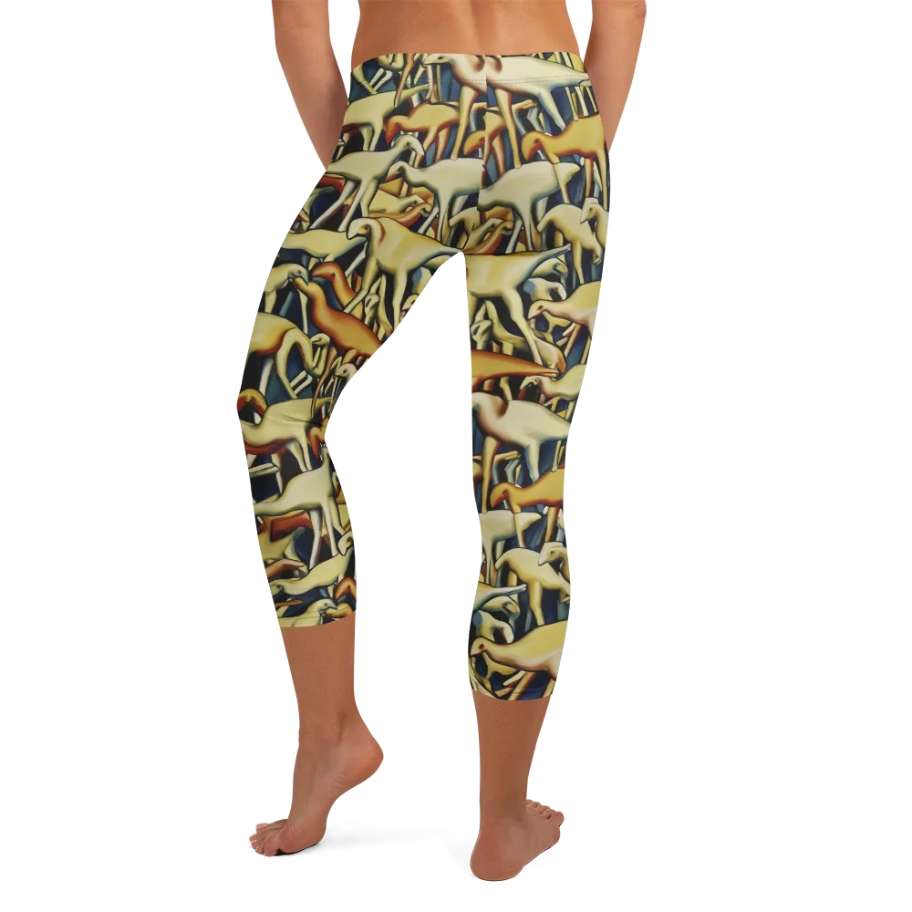 Jurassic Salon on Capri Leggings — Back