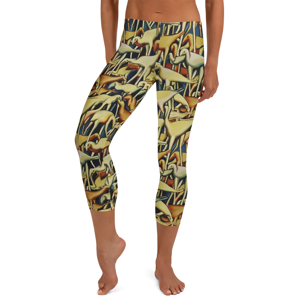 Jurassic Salon on Capri Leggings — Front