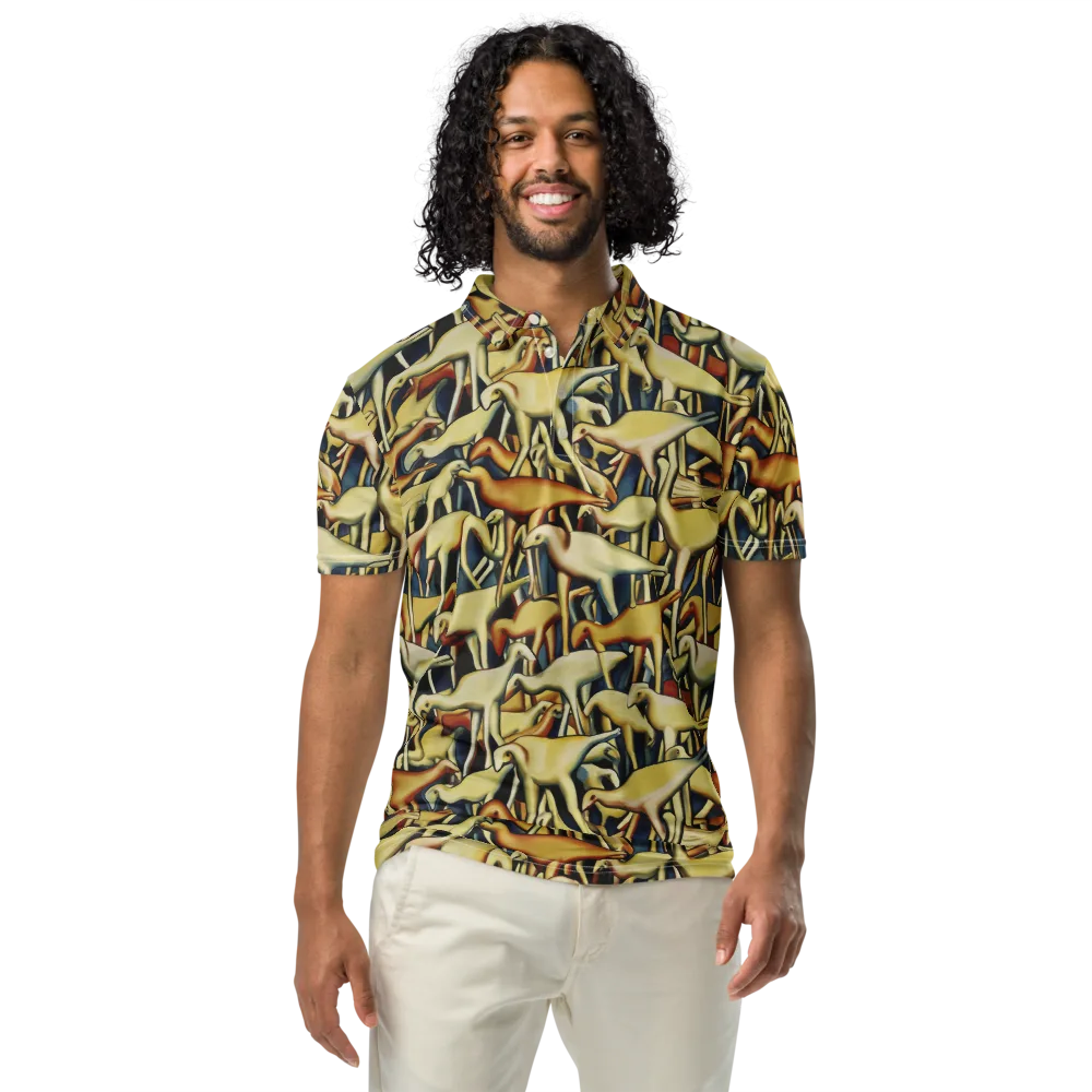 Jurassic Salon on Men's Slim Fit Polo Shirt — Front