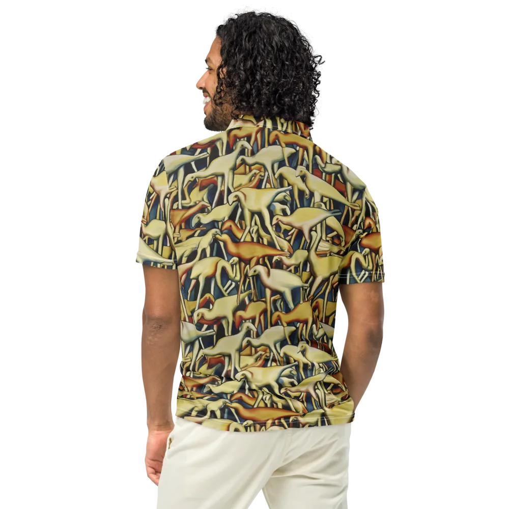 Jurassic Salon on Men's Slim Fit Polo Shirt — Back
