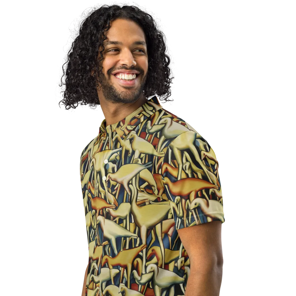 Jurassic Salon on Men's Slim Fit Polo Shirt — Left Front