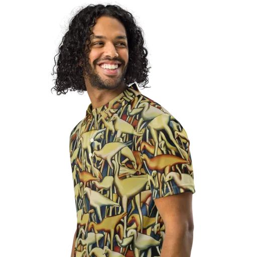 Jurassic Salon on a Men's Slim Fit Polo Shirt