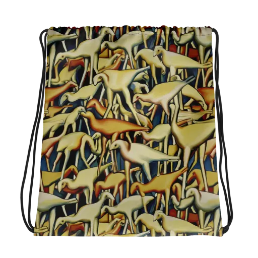 Jurassic Salon on a Drawstring Bag