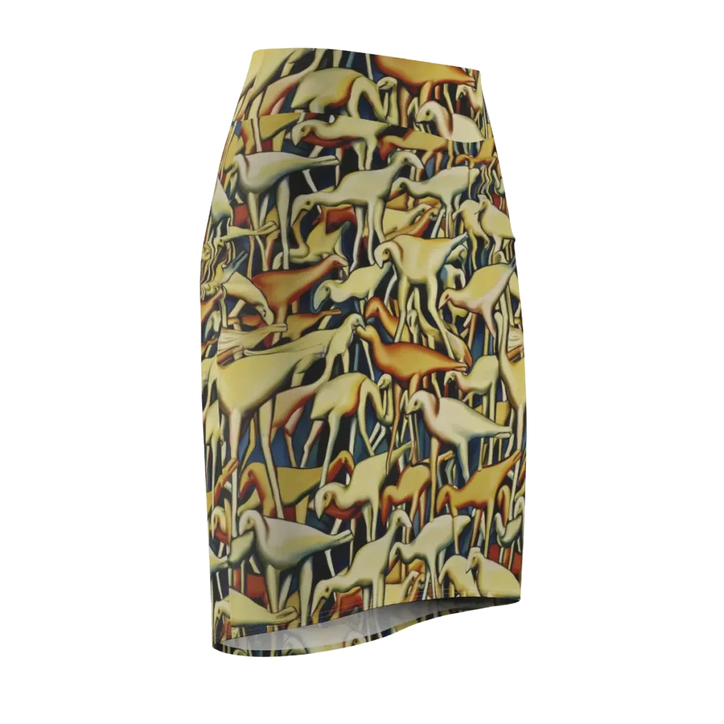 Jurassic Salon on Pencil Skirt — Front Side