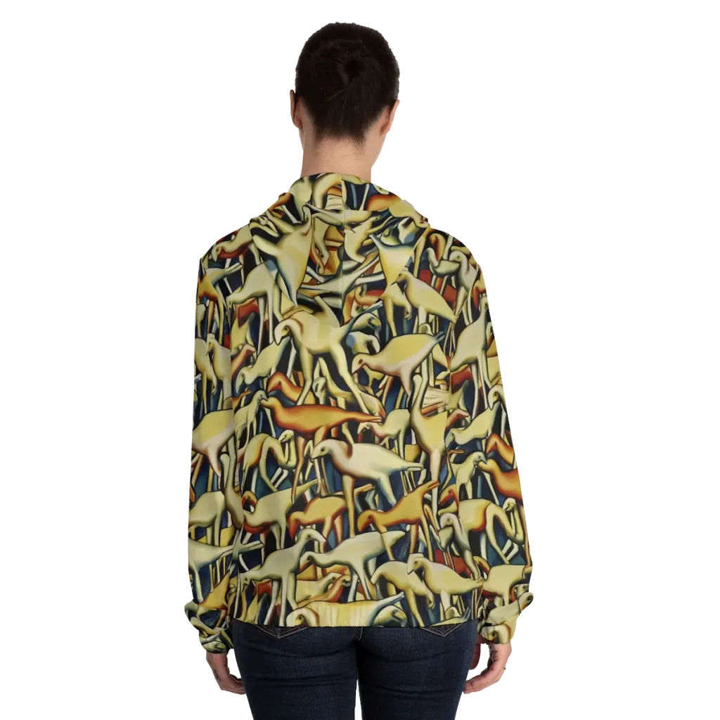 Jurassic Salon on Women's Full-Zip Hoodie — Back On Person