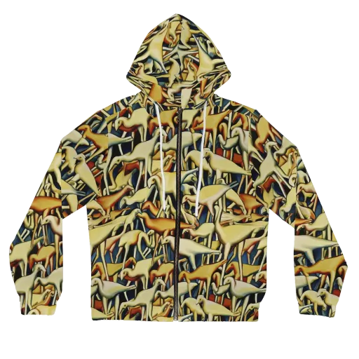 Jurassic Salon on a Women's Full-Zip Hoodie