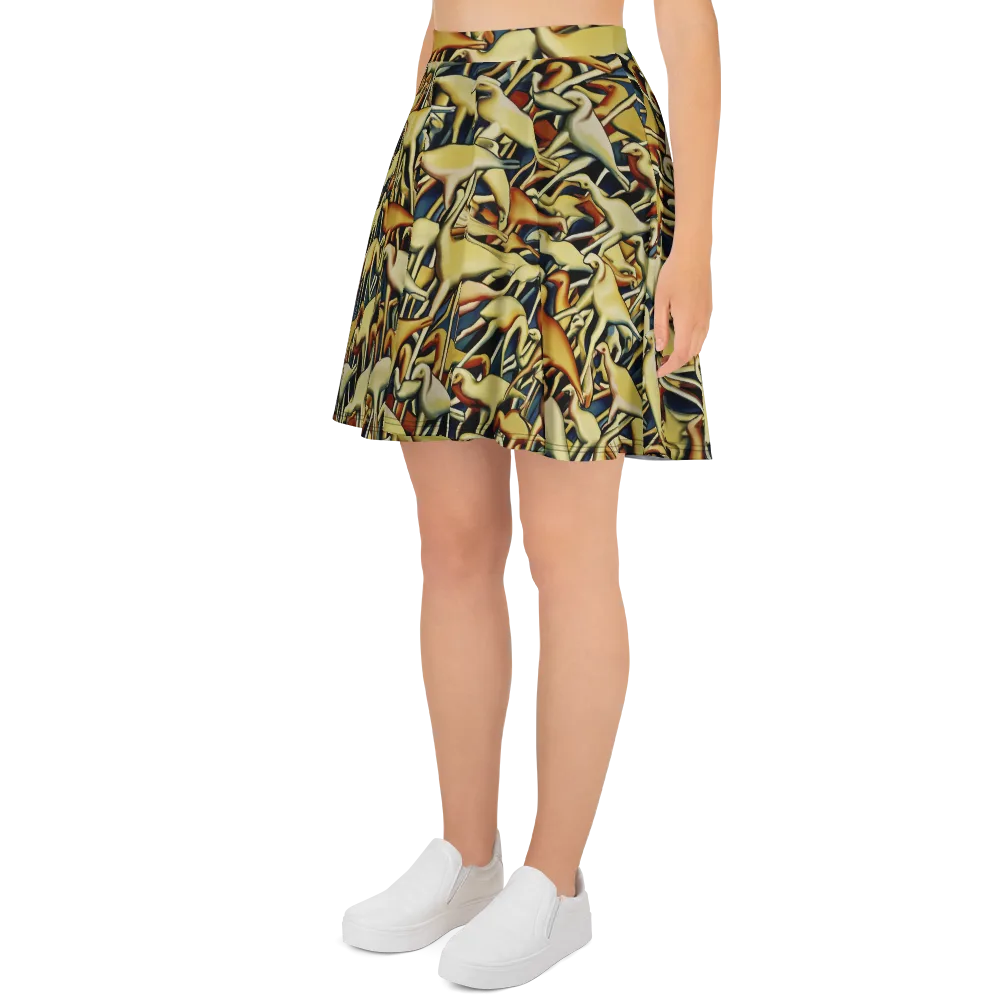 Jurassic Salon on Skater Skirt — Left