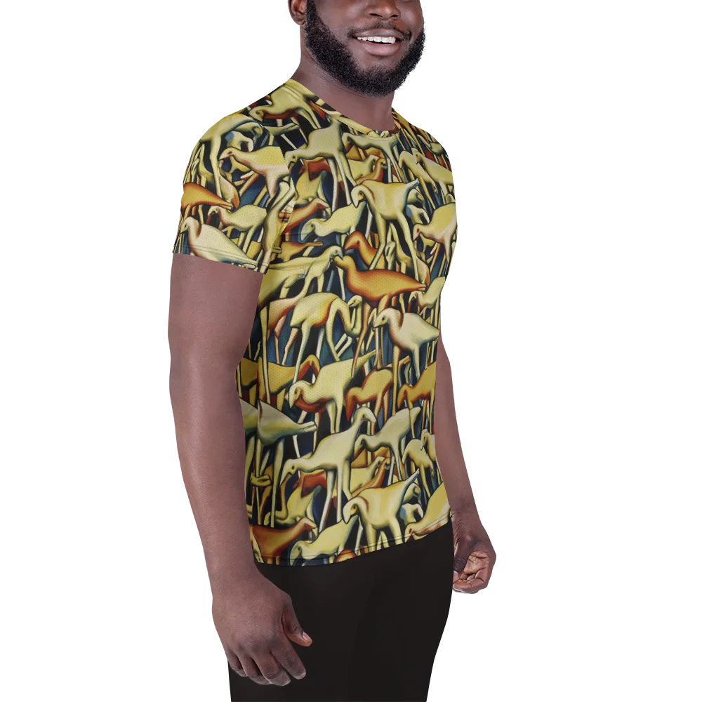 Jurassic Salon on Men's Athletic T-Shirt — Right