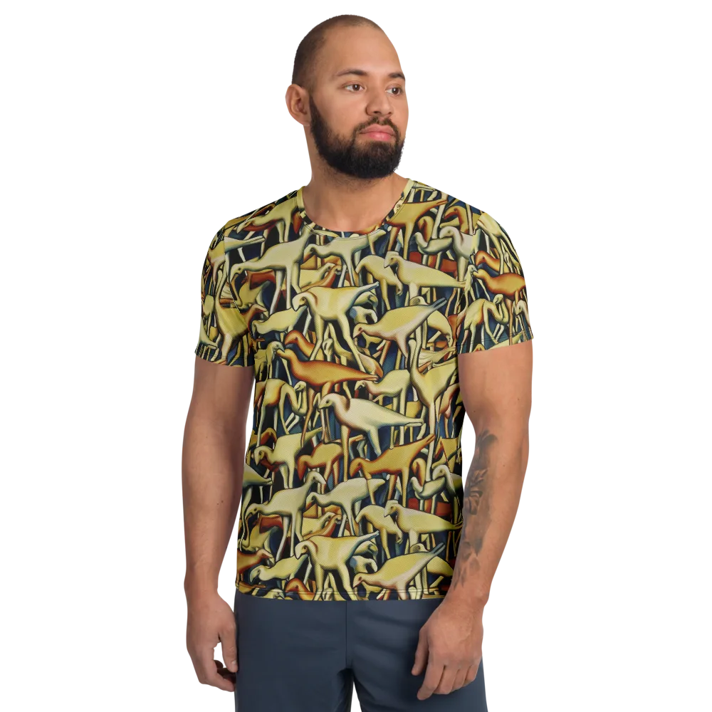 Jurassic Salon on Men's Athletic T-Shirt — Front
