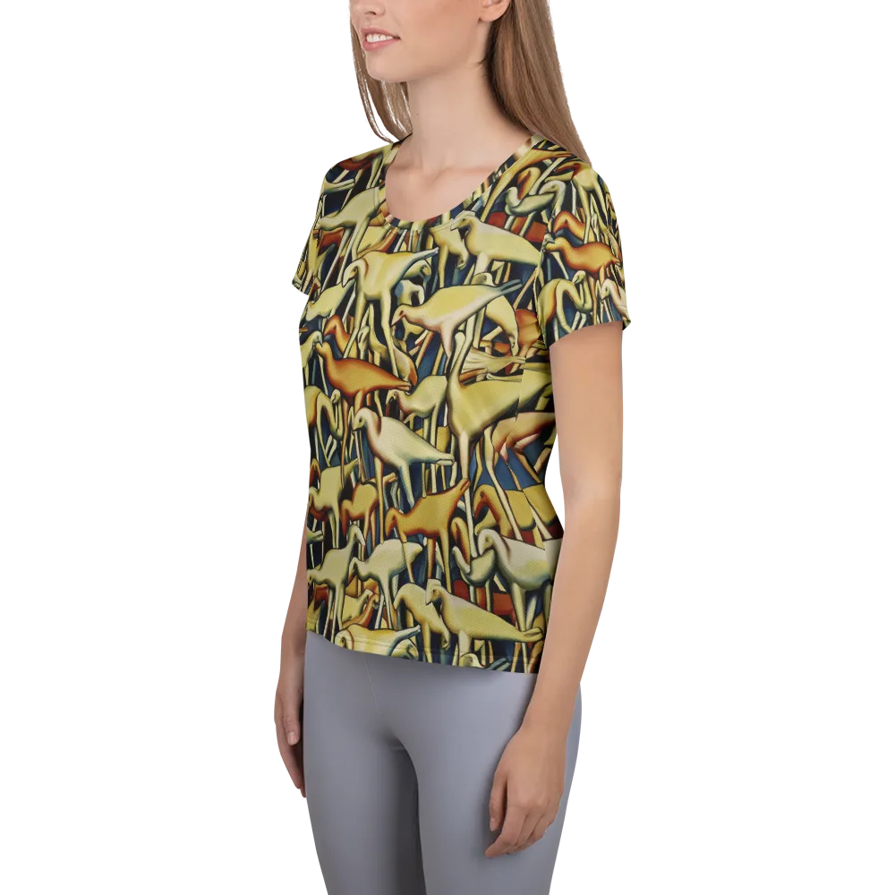 Jurassic Salon on Women's Athletic T-Shirt — Left