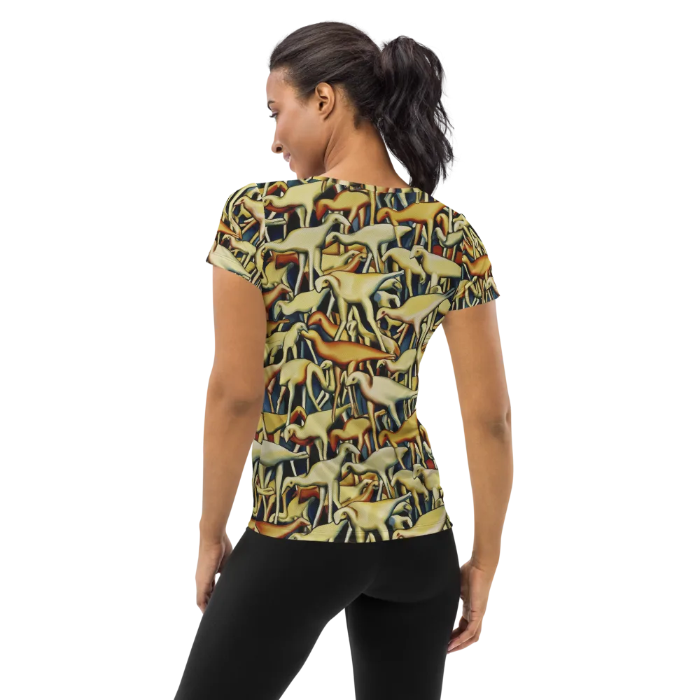 Jurassic Salon on Women's Athletic T-Shirt — Back