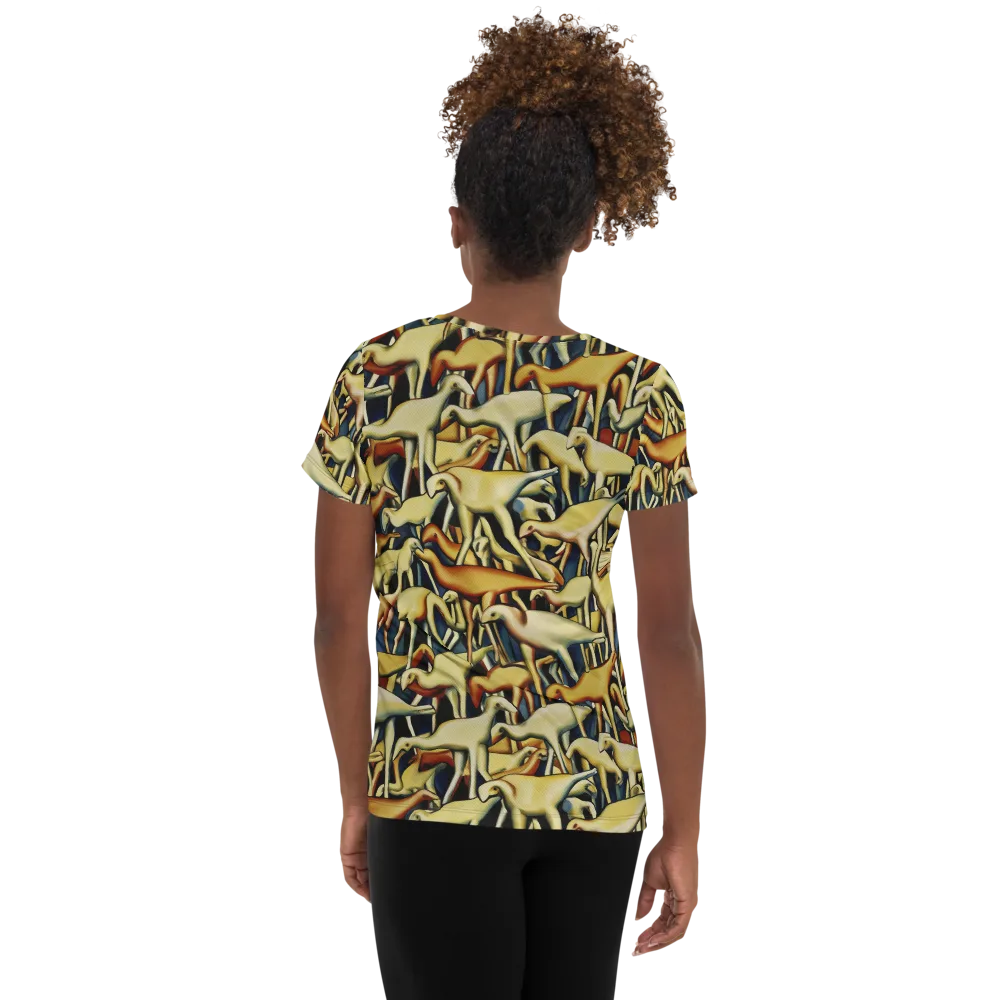 Jurassic Salon on Women's Athletic T-Shirt — Back