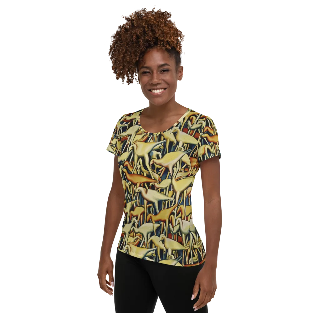 Jurassic Salon on Women's Athletic T-Shirt — Left