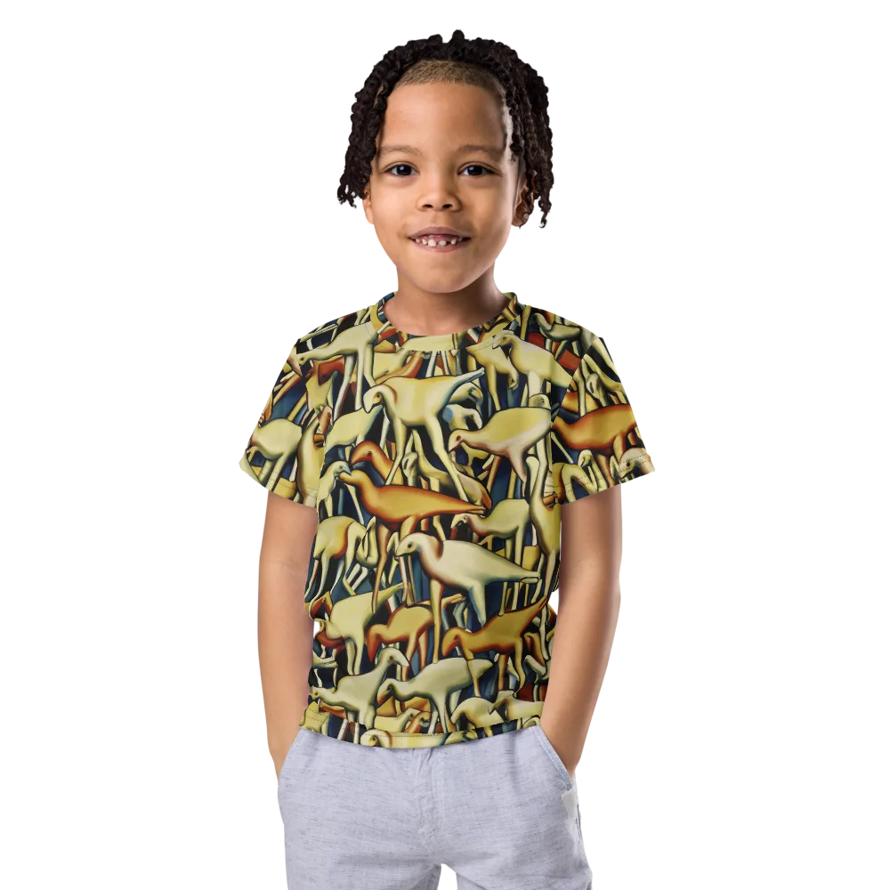 Jurassic Salon on Kids Crew Neck T-Shirt — Front