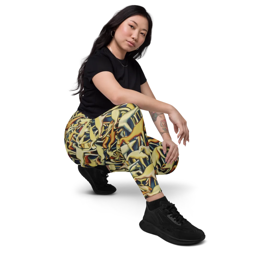 Jurassic Salon on Leggings with Pockets — Right Front
