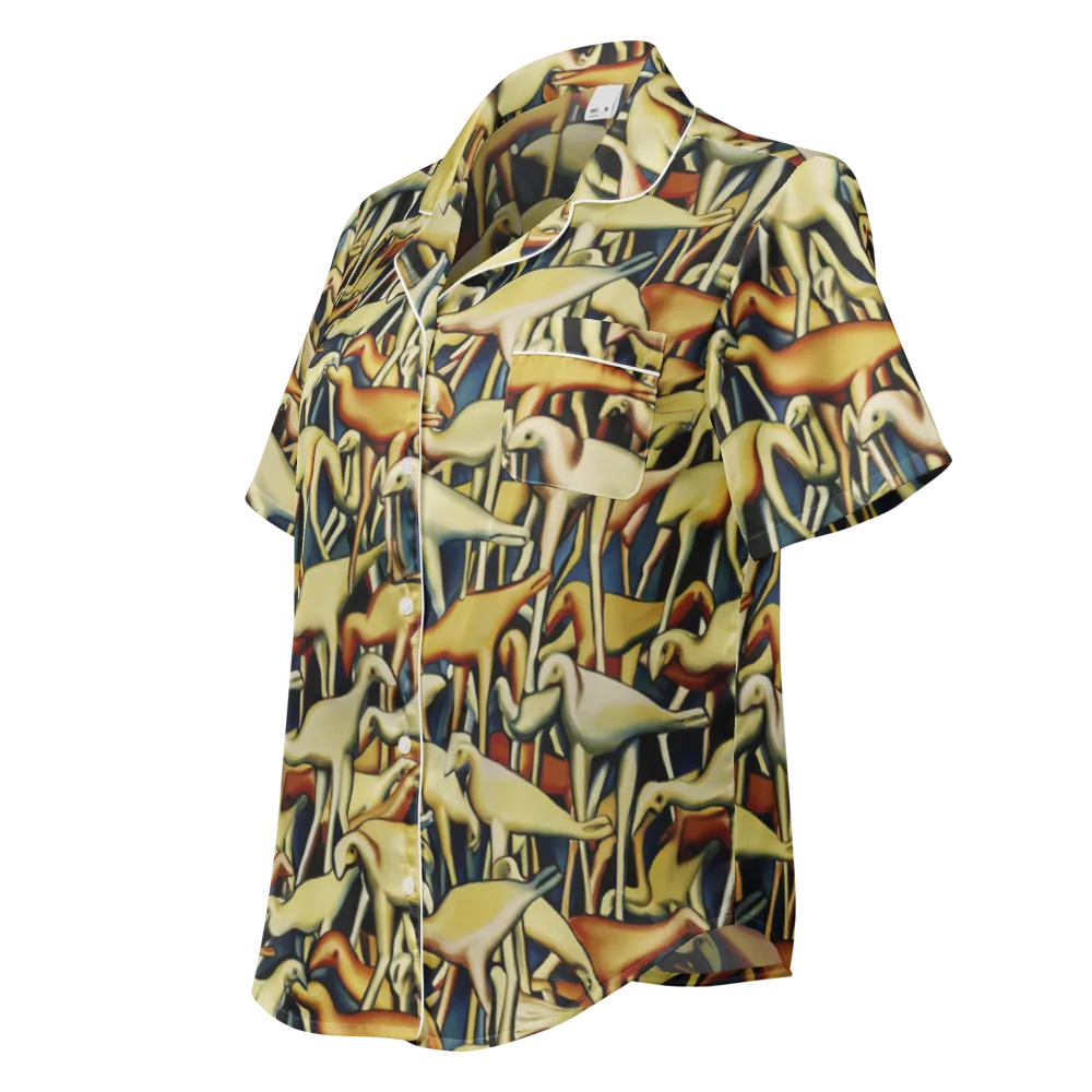 Jurassic Salon on Women's Short Sleeve Pajama Top — Left Front