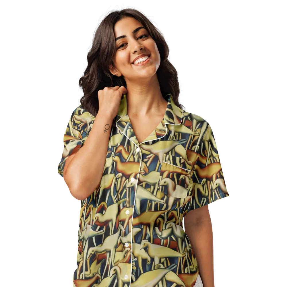 Jurassic Salon on Women's Short Sleeve Pajama Top — Front