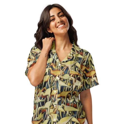 Jurassic Salon on a Women's Short Sleeve Pajama Top