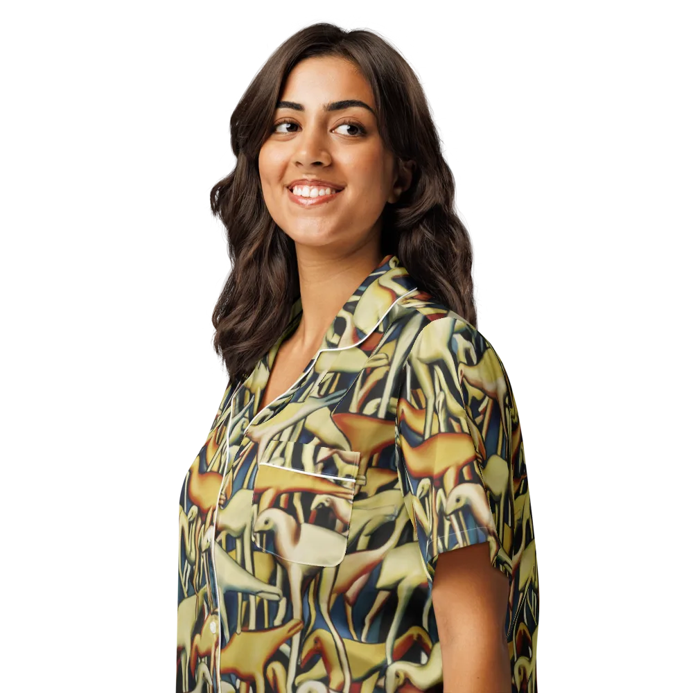 Jurassic Salon on Women's Short Sleeve Pajama Top — Left Front