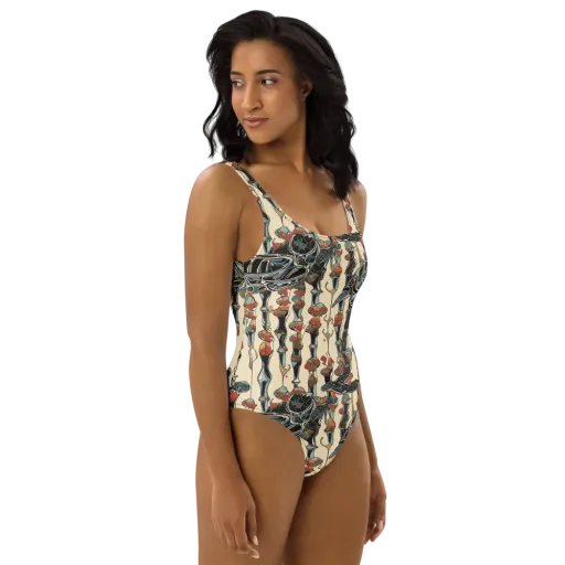 Venetian Fossils on a One-Piece Swimsuit