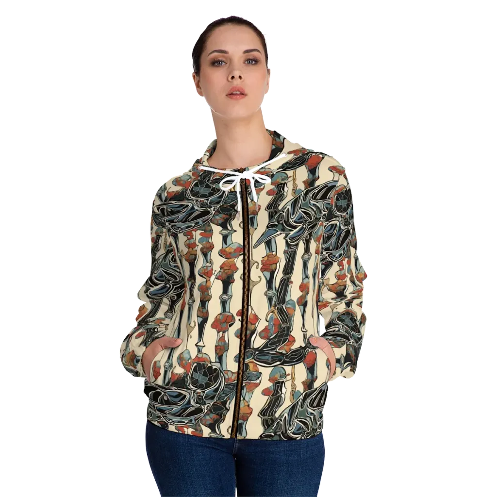 Venetian Fossils on Women's Full-Zip Hoodie — Front On Person