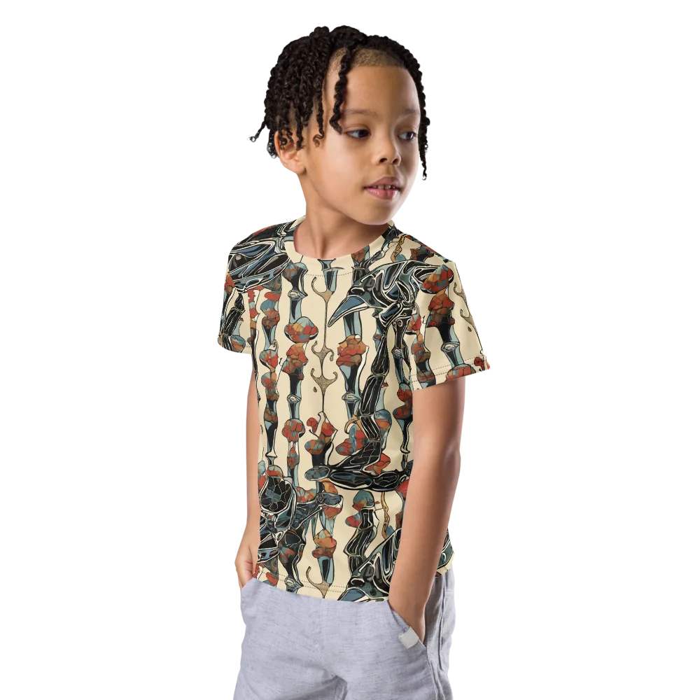 Venetian Fossils on Kids Crew Neck T-Shirt — Left Front