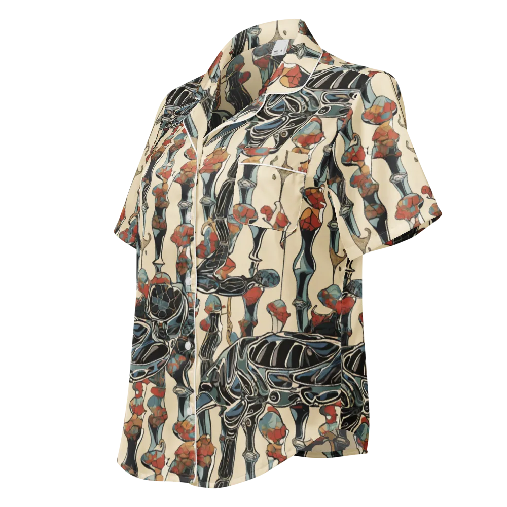 Venetian Fossils on Women's Short Sleeve Pajama Top — Left Front