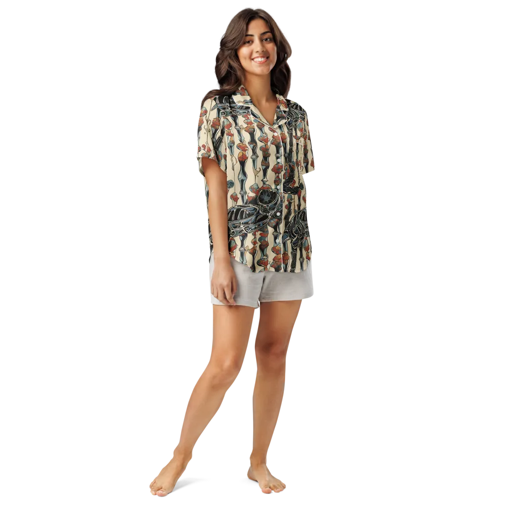 Venetian Fossils on Women's Short Sleeve Pajama Top — Front