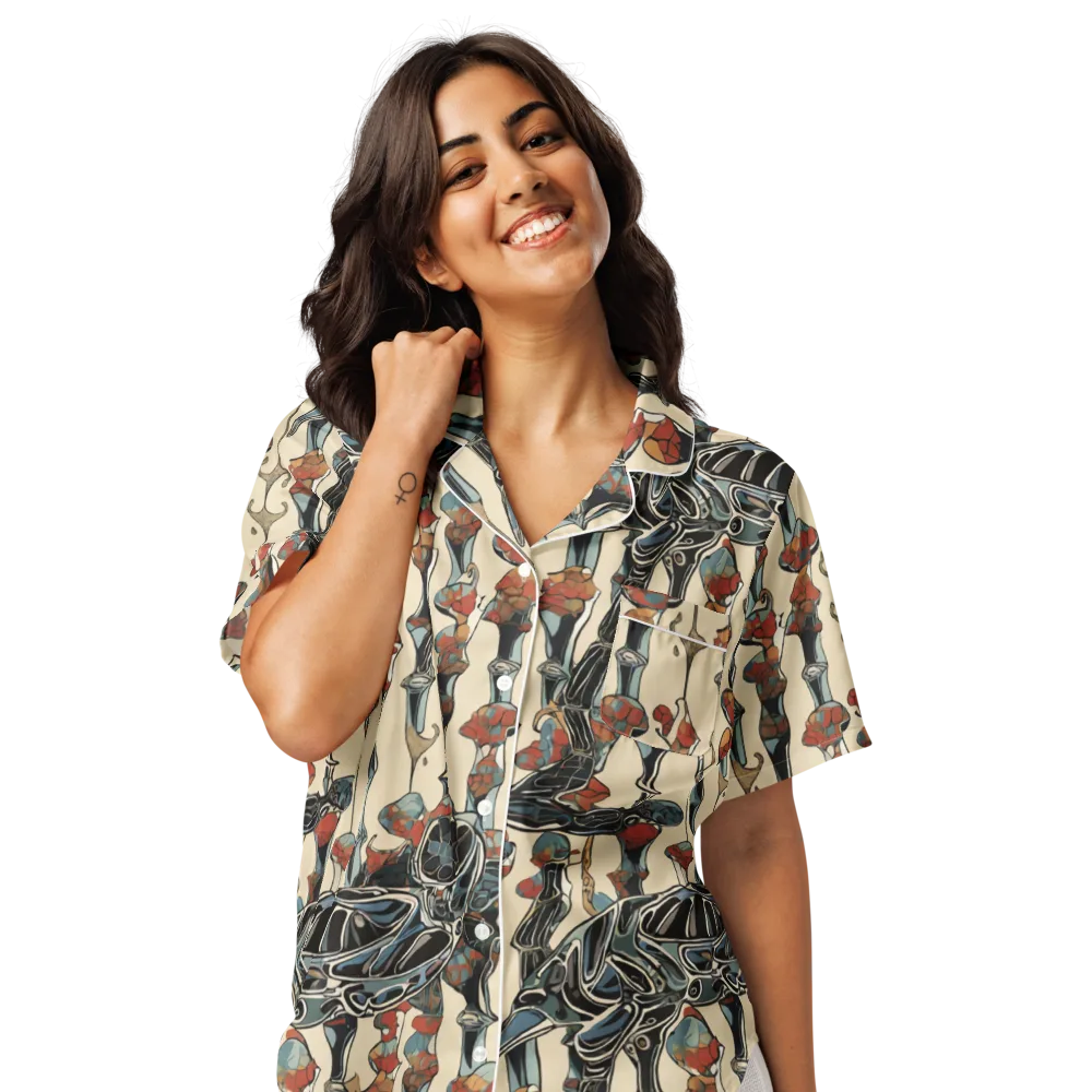 Venetian Fossils on Women's Short Sleeve Pajama Top — Front