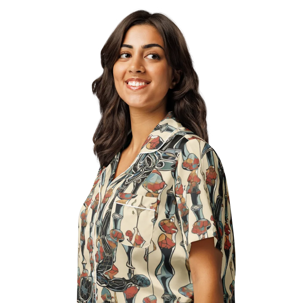 Venetian Fossils on Women's Short Sleeve Pajama Top — Left Front